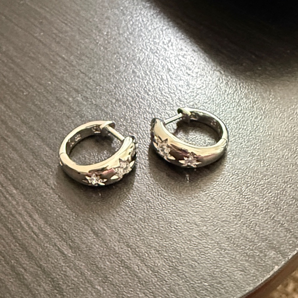 Silver Star Hoop Earrings